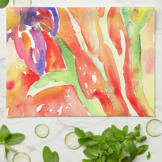 Linge De Cuisine Peinture à l'aquarelle Iris (Plié)