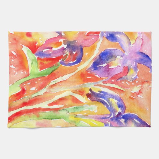 Linge De Cuisine Peinture à l'aquarelle Iris (Horizontal)