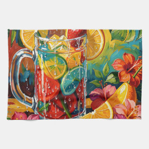 Linge De Cuisine Peinture à l'huile Impasto de Cocktail Tropical d'