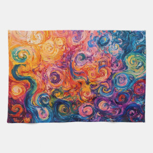 Linge De Cuisine Peinture à l'huile Tourbillons Psychédéliques