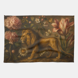 Linge De Cuisine Peinture à l'huile vintage de lion et jardin botan