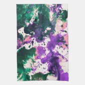 Linge De Cuisine Peinture Abstraite couleur vert et pourpre (Vertical)
