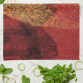 Linge De Cuisine Peinture abstraite jaune rouge (Plié)