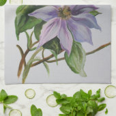 Linge De Cuisine Peinture acrylique de la vigne Lilac Clematis (Plié)