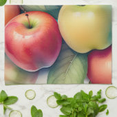 Linge De Cuisine Peinture aquarelle des pommes (Plié)