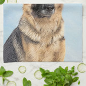 Linge De Cuisine Peinture berger allemande - jolie art original chi (Plié)