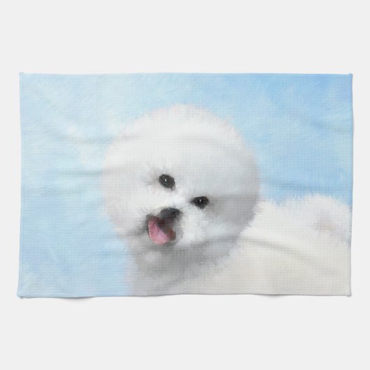 Linge De Cuisine Peinture Bichon Frise - Cute Original Chien Art (Horizontal)