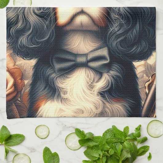 Linge De Cuisine Peinture Cavalier King Charles Spaniel (Plié)