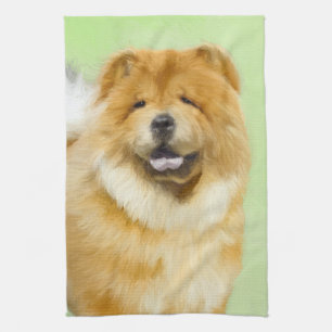 Linge De Cuisine Peinture Chow Chow - Joli art original chien