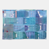 Linge De Cuisine Peinture Cityscape Paris en bleu (Horizontal)