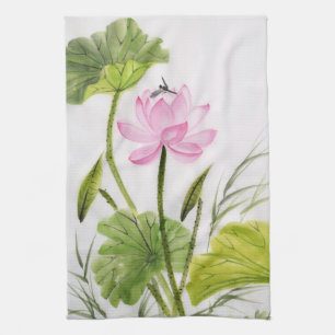 Linge De Cuisine Peinture d'aquarelle de la fleur de Lotus 2