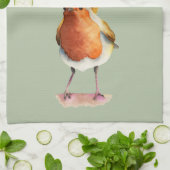 Linge De Cuisine Peinture d'aquarelle d'oiseau de Robin (Plié)