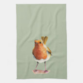 Linge De Cuisine Peinture d'aquarelle d'oiseau de Robin (Vertical)