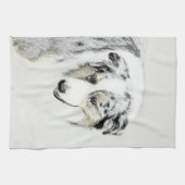 Linge De Cuisine Peinture de berger australien - Art original de ch (Horizontal)