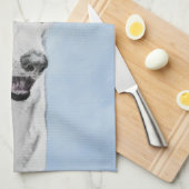 Linge De Cuisine Peinture de berger blanc - jolie art original de c (Quart Plié)