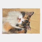 Linge De Cuisine Peinture de chat de calicot - art original mignon (Horizontal)