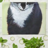 Linge De Cuisine Peinture de chat Tuxedo - Cute Original Cat Art (Plié)