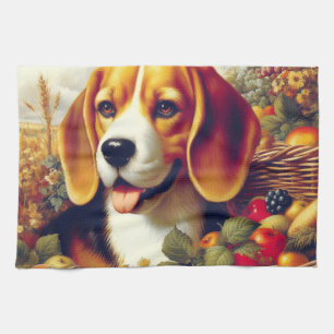 Linge De Cuisine Peinture de chiot Beagle vintage