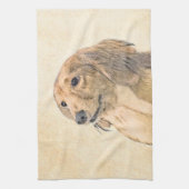 Linge De Cuisine Peinture de Dachshund (Longhaïs) - Art original du (Vertical)