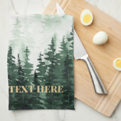 Linge De Cuisine Peinture de forêt aquarelle personnalisée (Quart Plié)