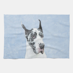 Linge De Cuisine Peinture de Great Dane (Arlequin) - Art original d