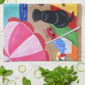 Linge De Cuisine Peinture de Labradors de brise d'été (Plié)