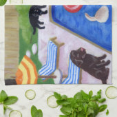 Linge De Cuisine Peinture de Labradors de réception au bord de la (Plié)