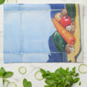 Linge De Cuisine peinture de légumes sur planche à découper (Plié)