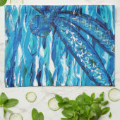 Linge De Cuisine Peinture de libellules bleues (Plié)