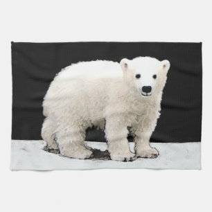 Linge De Cuisine Peinture de l'ours polaire - Art original de la fa
