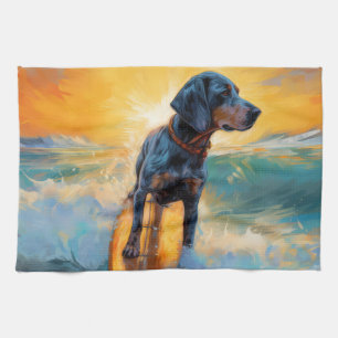 Linge De Cuisine Peinture de surf de plage de Bluetick Coonhound