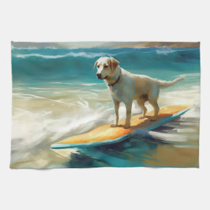 Linge De Cuisine Peinture de Surf sur Plage de Berger Anatolien