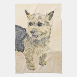 Linge De Cuisine Peinture de Terrier de Norwich - Art Original de C