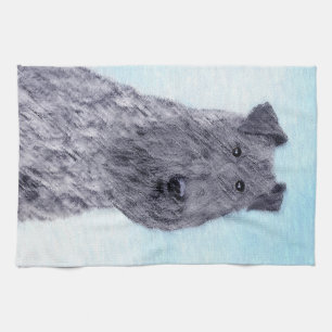 Linge De Cuisine Peinture de Terrier Kerry Blue Mignon Art Original