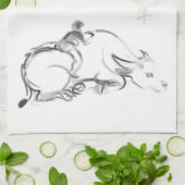 Linge De Cuisine Peinture enfant Bison d'eau Chinois Ox Nouvel An K (Plié)