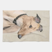 Linge De Cuisine Peinture Greyhound - Cute Original Chien Art (Horizontal)
