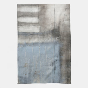 Linge De Cuisine Peinture grise et bleue abstraite