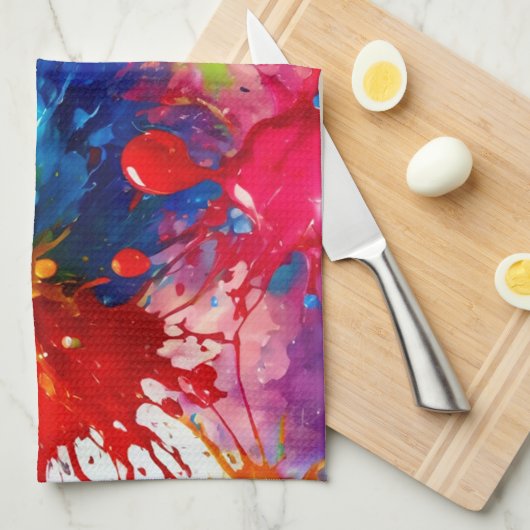 Linge De Cuisine Peinture humide colorée design (Quart Plié)