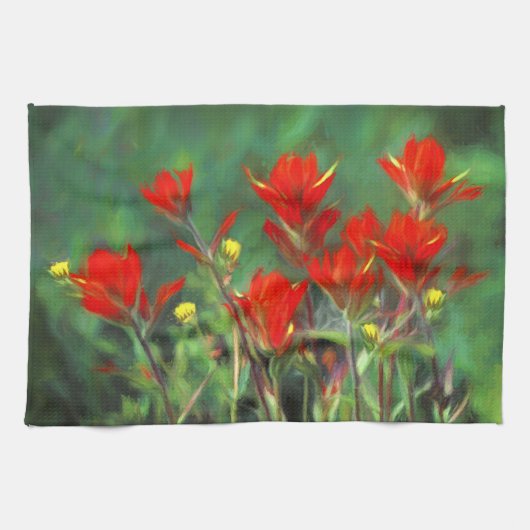 Linge De Cuisine Peinture indienne de pinceau - Art Fleur original (Horizontal)