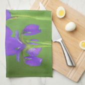 Linge De Cuisine Peinture Iris Violet - Art Fleur Originale (Quart Plié)