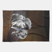 Linge De Cuisine Peinture Keeshond Playtime - Jolie art original ch (Horizontal)