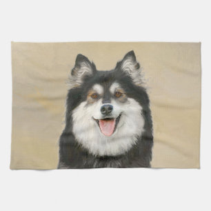 Linge De Cuisine Peinture Lapphund Finlandaise - Joli art original