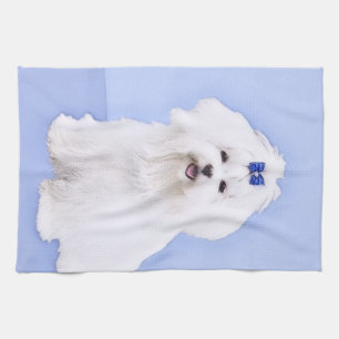 Linge De Cuisine Peinture maltaise - Joli art original pour chien