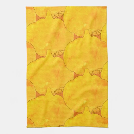 Linge De Cuisine Peinture Motif citrouille aquarelle (Vertical)