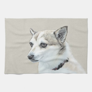 Linge De Cuisine Peinture norvégienne Lundehund - Art original chie
