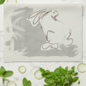 Linge De Cuisine Peinture originale Rabbit chinois Année Zodiac KT2 (Plié)