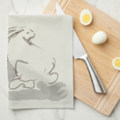 Linge De Cuisine Peinture originale Rabbit chinois Année Zodiac KT2 (Quart Plié)