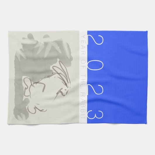 Linge De Cuisine Peinture originale Rabbit chinois Année Zodiac KT2 (Horizontal)
