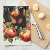 Linge De Cuisine Peinture par Rottweiler rétro (Quart Plié)
