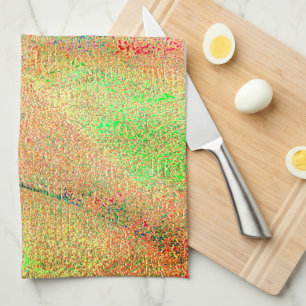 Linge De Cuisine Peinture ridée de style cuir et vert orange usé